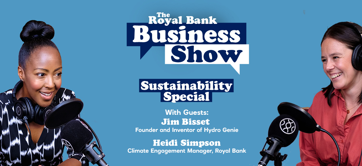 Business Show banner with photo of Angelica Bell and Heidi Simpson